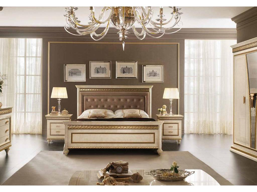 Arredo Classic кровать двуспальная 180х200 с мягкой спинкой (кремовый мраморный) Fantasia
