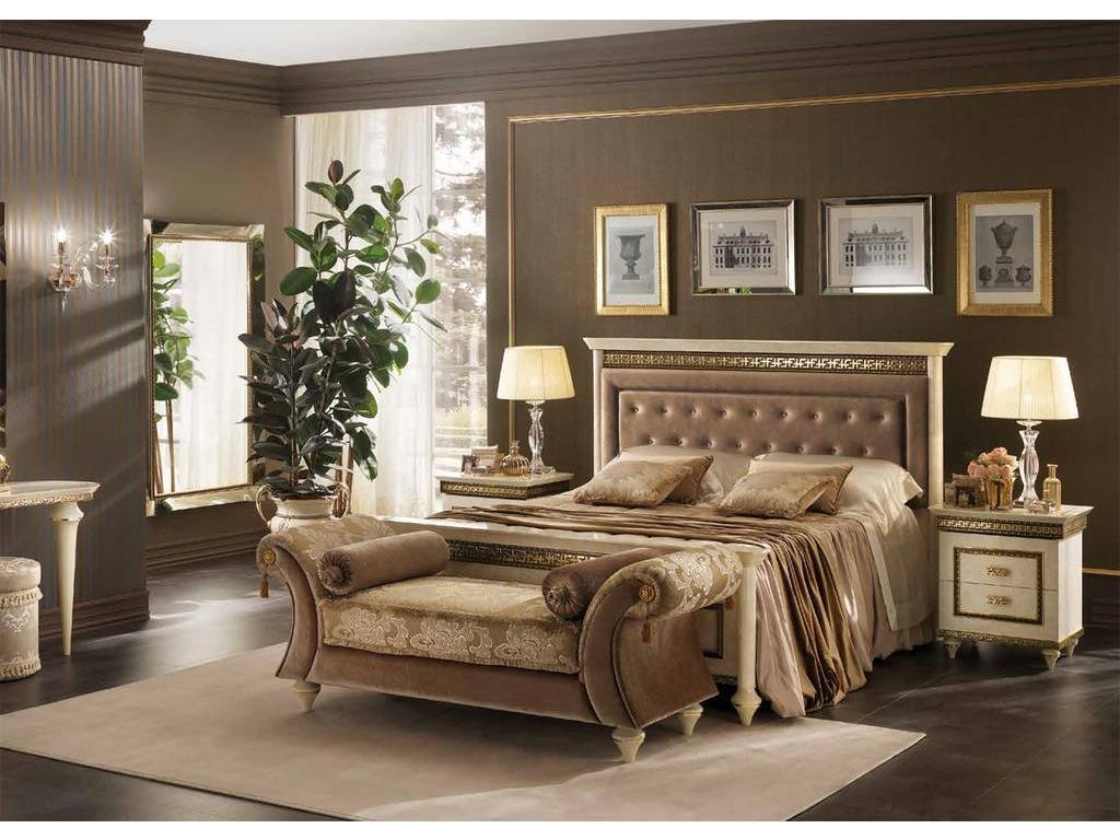 Arredo Classic кровать двуспальная 160х190 с мягкой спинкой (кремовый мраморный) Fantasia