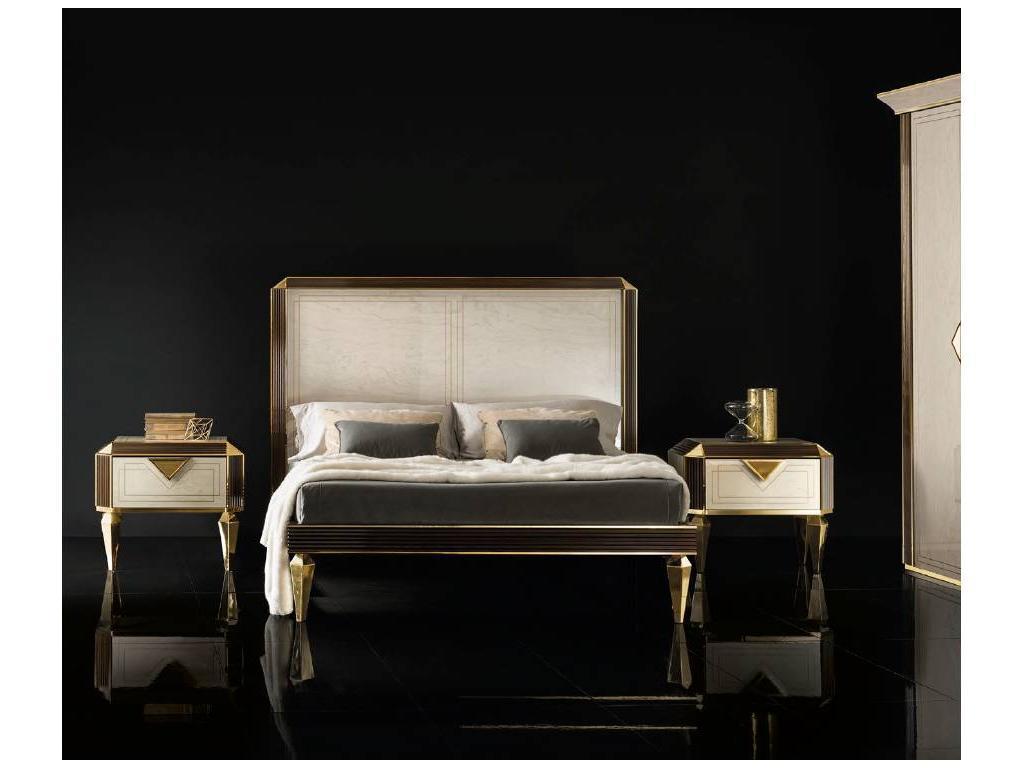 Arredo Classic кровать двуспальная 160х200 (слоновая кость, вяз, золото) Diamante