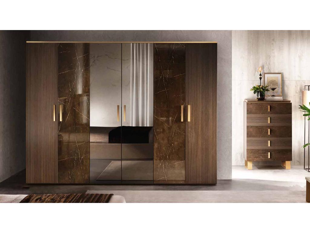 Arredo Classic шкаф 6-ти дверный  (венге, коричневый, золото) Essenza