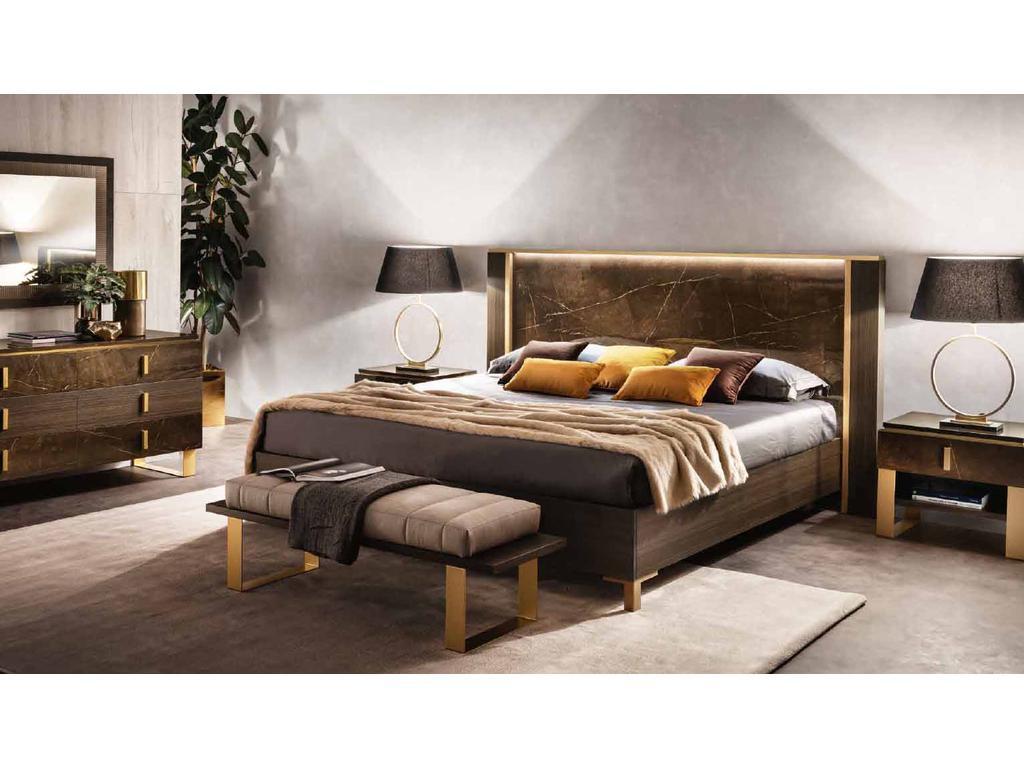 Arredo Classic кровать двуспальная 160х190 (венге, коричневый, золото) Essenza
