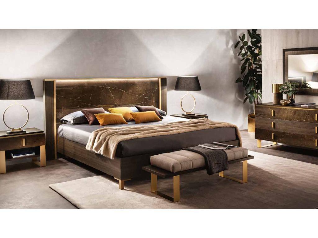 Arredo Classic кровать двуспальная 160х200 (венге, коричневый, золото) Essenza