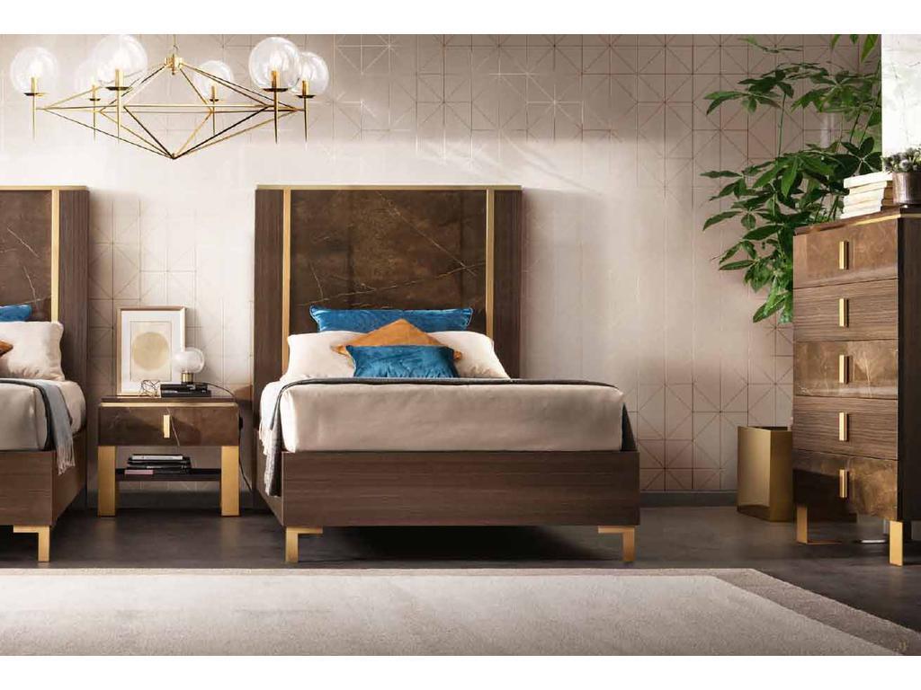 Arredo Classic кровать односпальная 120х190 (венге, коричневый, золото) Essenza