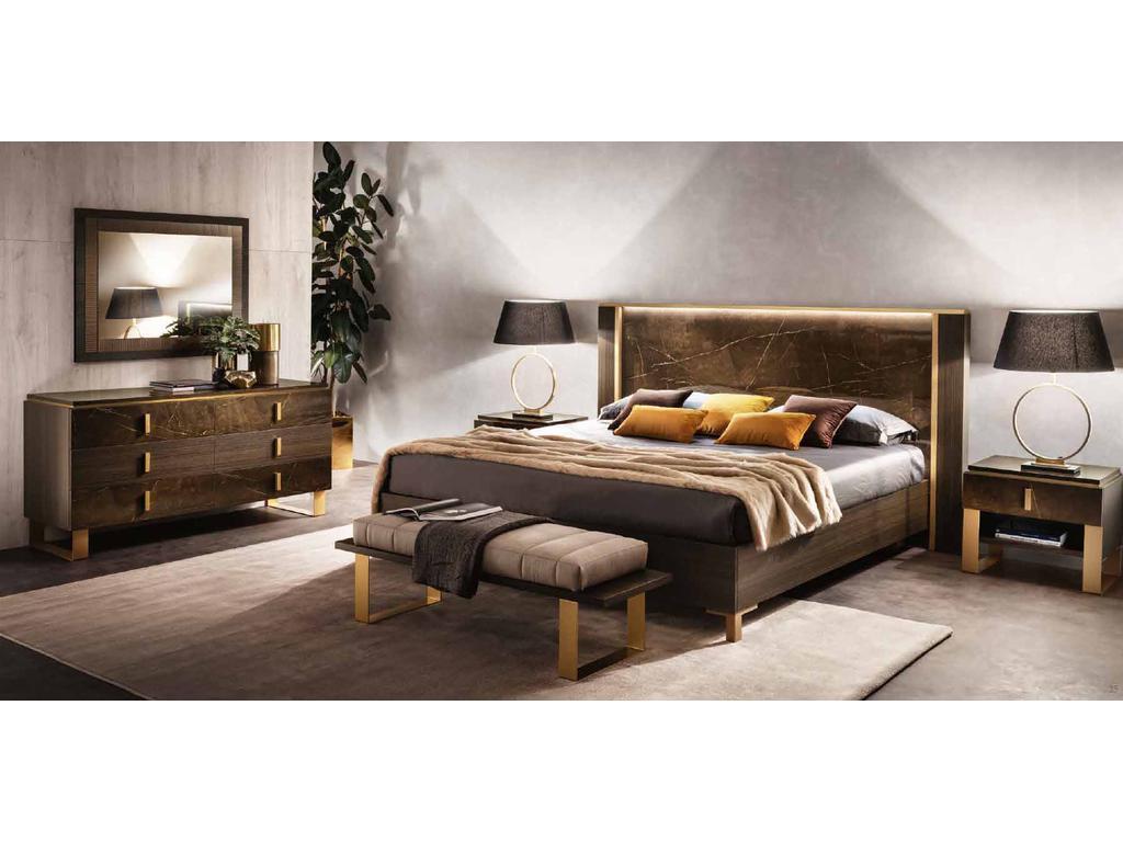 Arredo Classic кровать двуспальная 200х200 (венге, коричневый, золото) Essenza