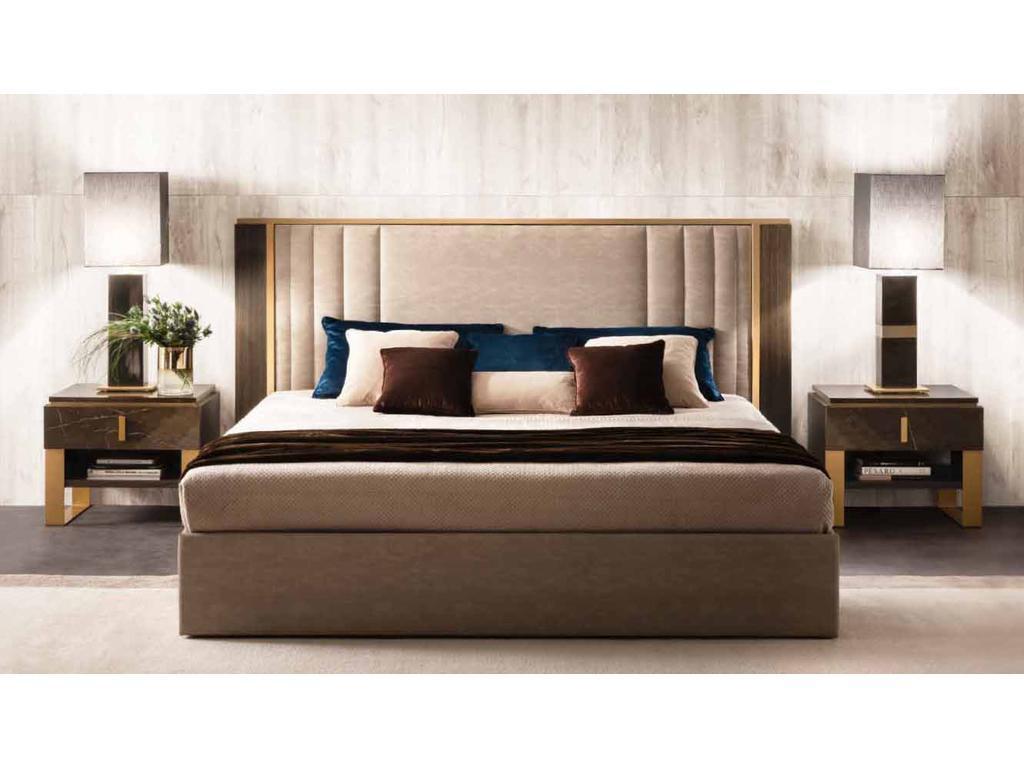 Arredo Classic кровать двуспальная 180х200 мягкая (венге, коричневый, золото) Essenza