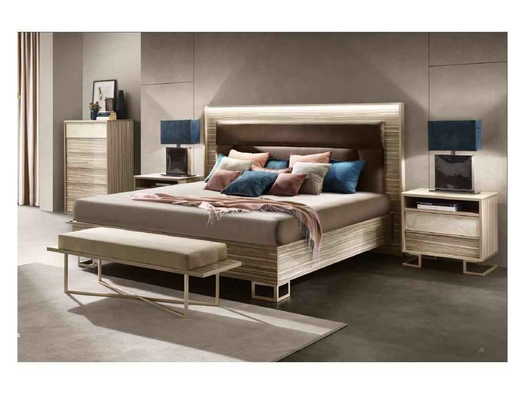 Arredo Classic кровать двуспальная 200х200 с мягкой спинкой (светлый) Luce
