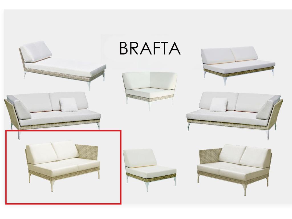 Skylinedesign диван садовый с подлокотником левый (Seashell) Brafta