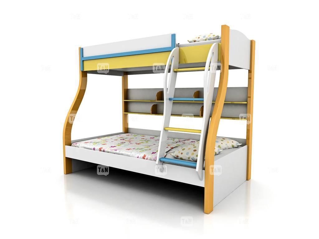 Tomyniki кровать двухъярусная  (белый с цветной вставкой) Huson