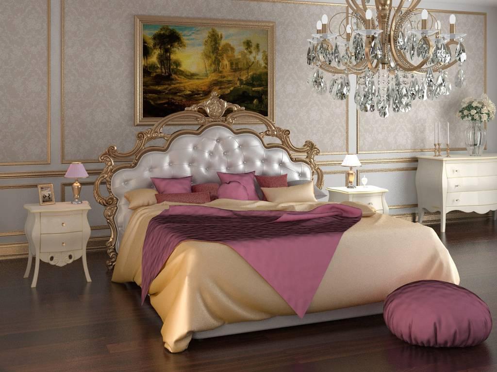 Флоренция кровать двуспальная с подъемным механизмом 180х200 (белый, золото) Сардиния