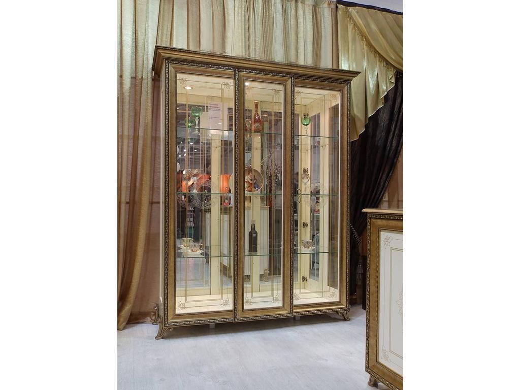 Мэри витрина 3-х дверная без короны (слоновая кость) Версаль