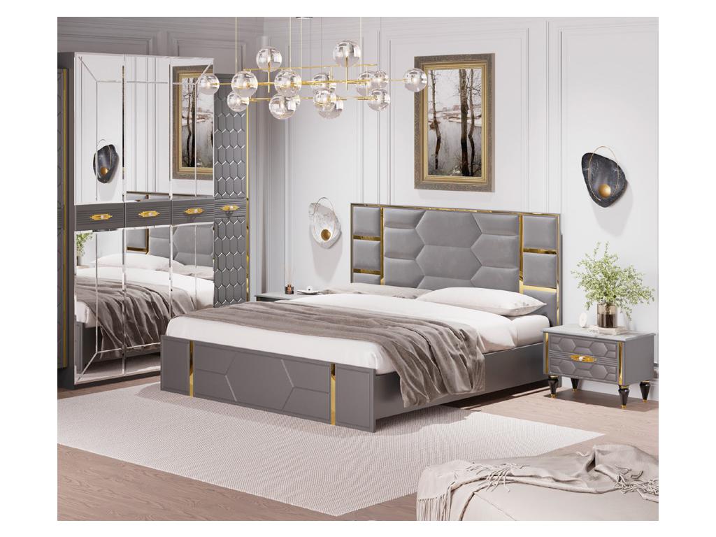 Мэри кровать двуспальная 180х200 (золото, серый) Мария