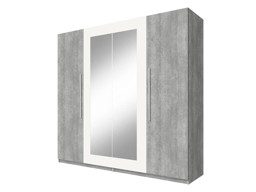 Helvetia шкаф 4 дверный с зеркалами (бетон, белый) Vera