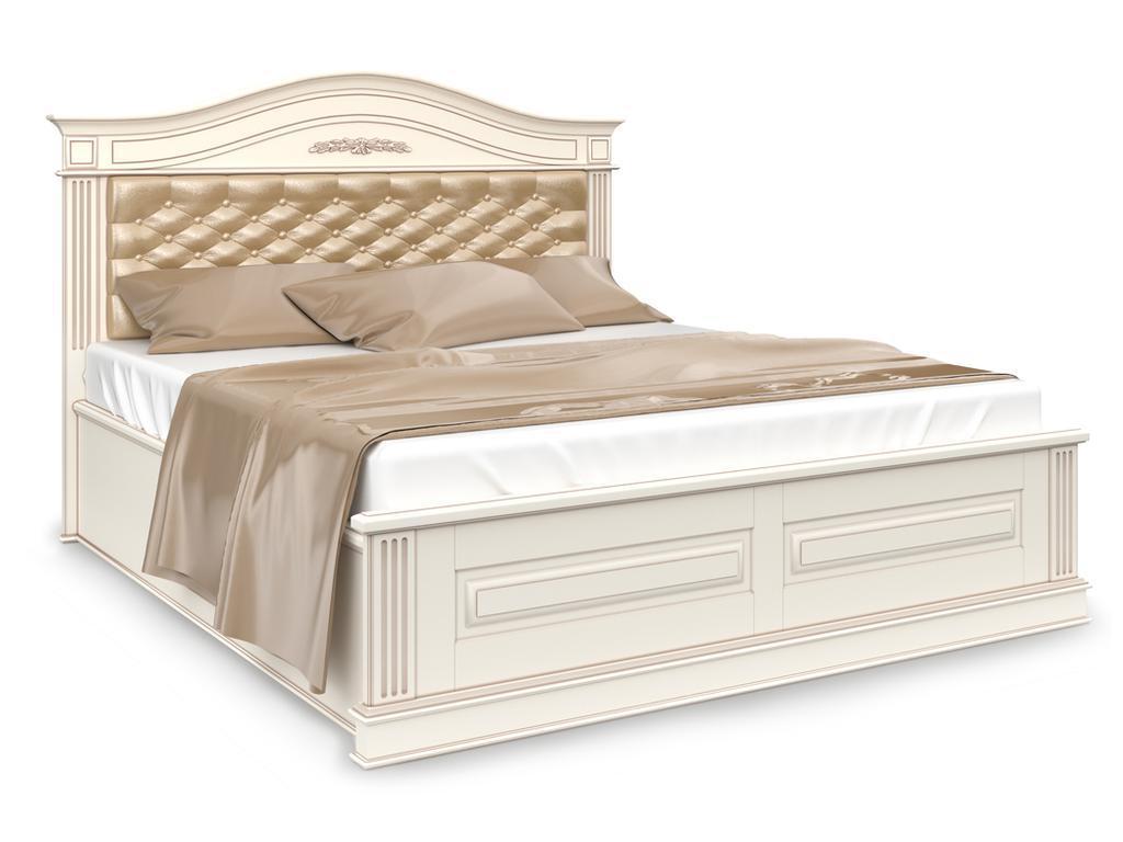 Arco кровать двуспальная 180х200 с мягким изголовьем и под-м мех-м (белый, патина) Прованс