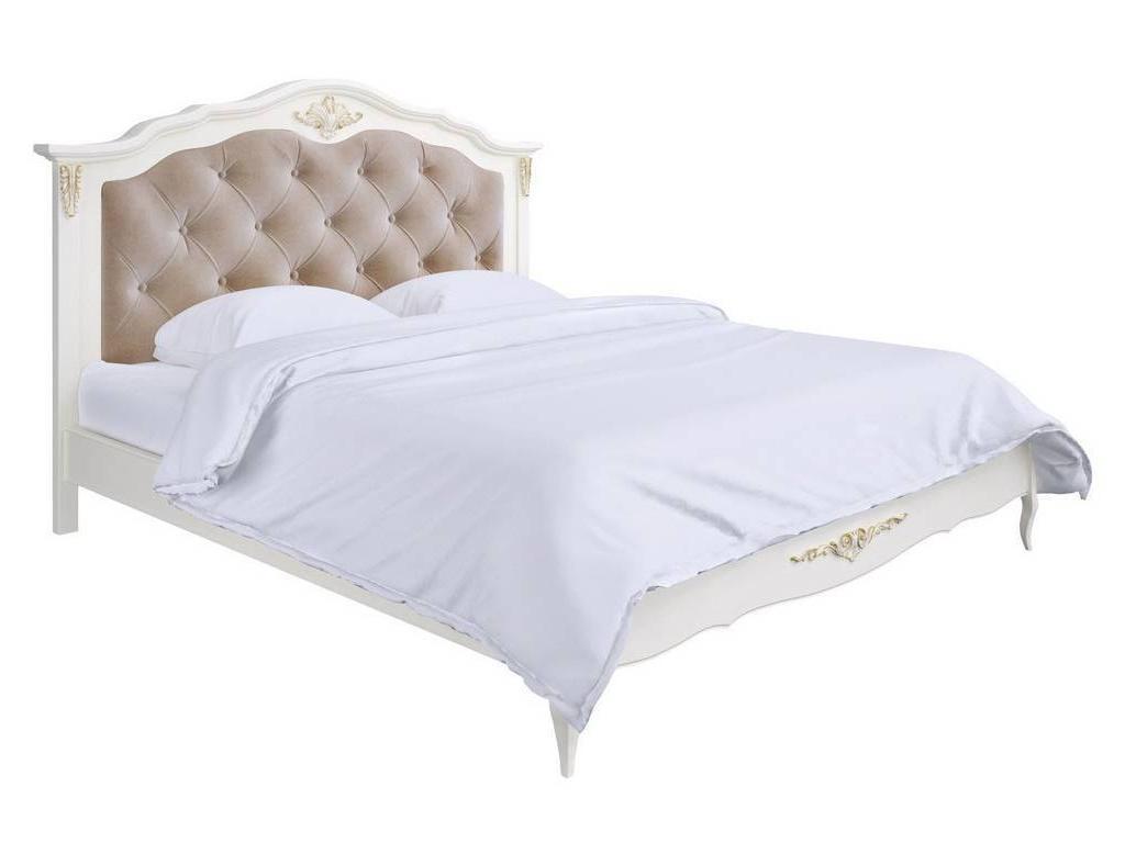 LAtelier Du Meuble кровать двуспальная 180х200 с мягким изголовьем (слоновая кость, золото) Romantic