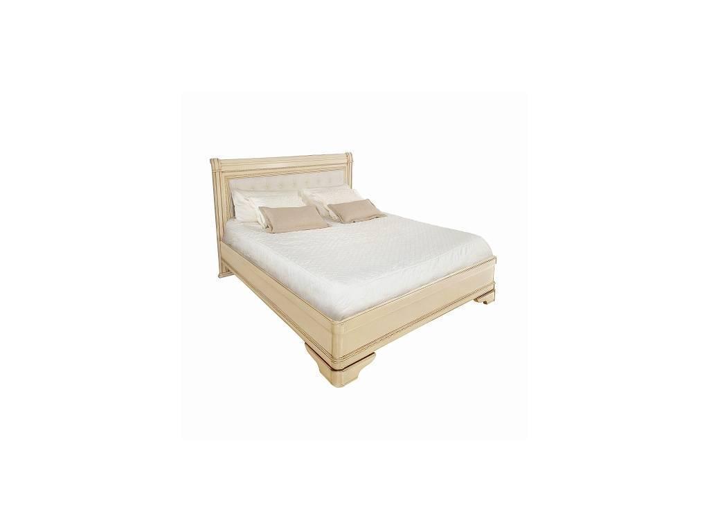 Timber кровать двуспальная 160х200 без изн-я с мягкой спинкой (ваниль, золото) Палермо