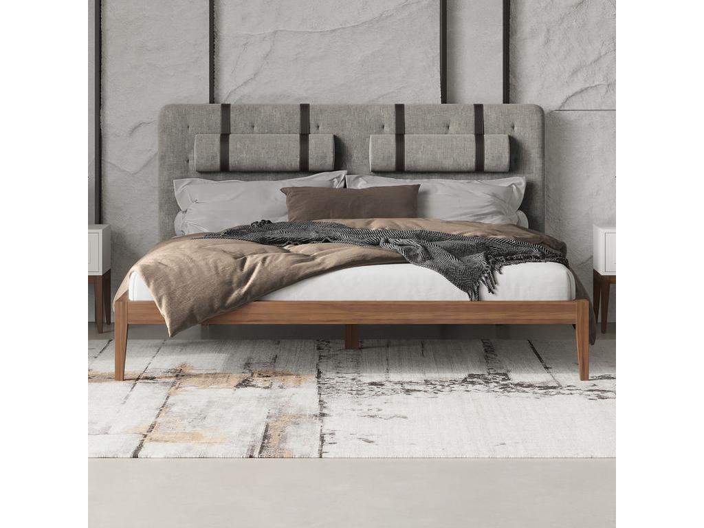 Mod Interiors кровать двуспальная 180х200 (орех F, серая рогожка) Marbella
