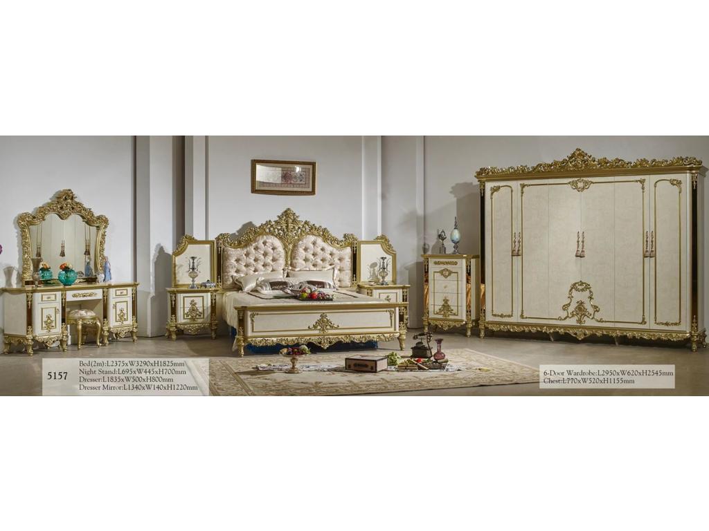 FurnitureCo спальня барокко  (беж/золото) Мона Лиза