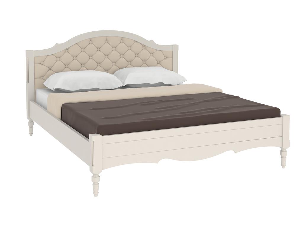МастМур кровать двуспальная 180х200 с мягким изголовьем (белый) Амелия