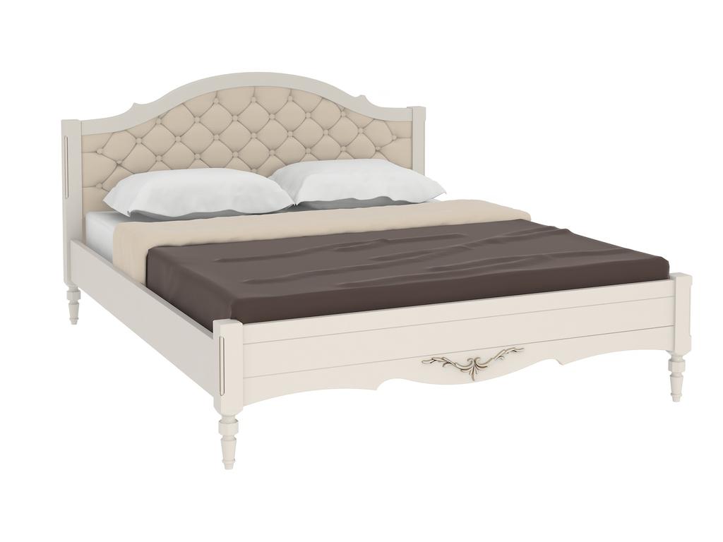 МастМур кровать двуспальная 160х200 с мягким изголовьем (белый) Амелия