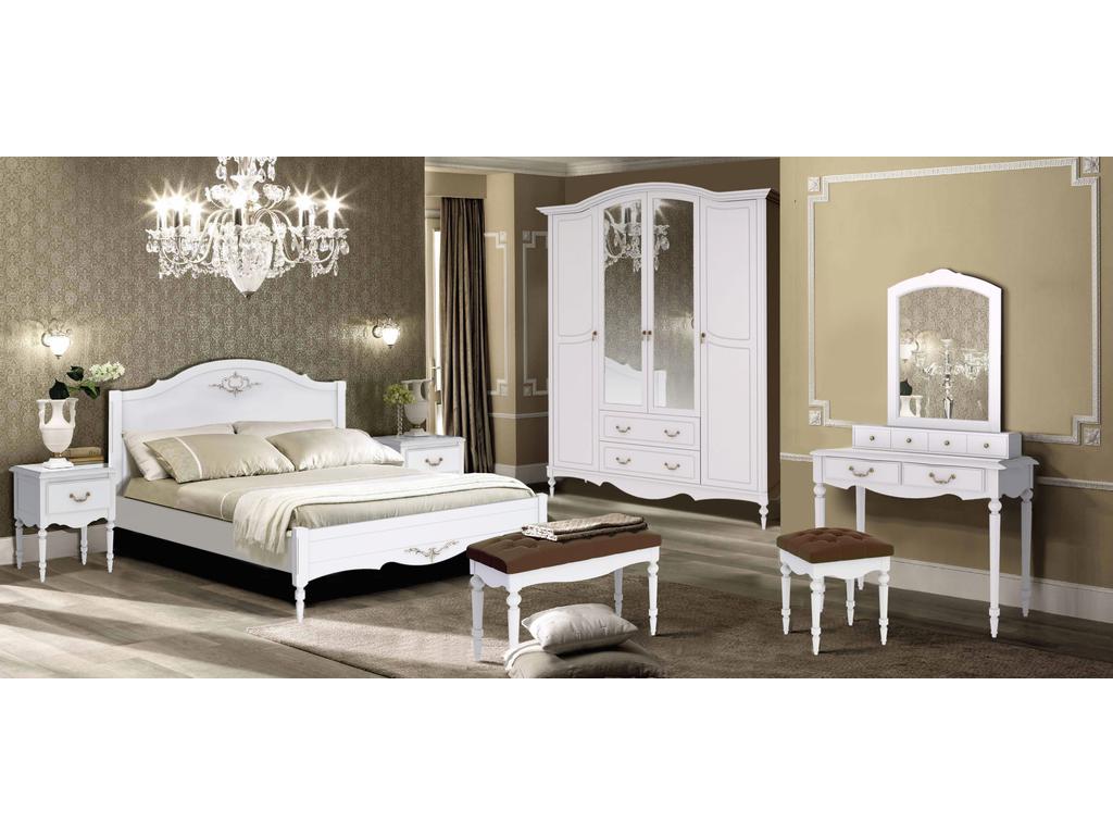 МастМур спальня прованс комната с 4 дв шкафом (белый) Амелия
