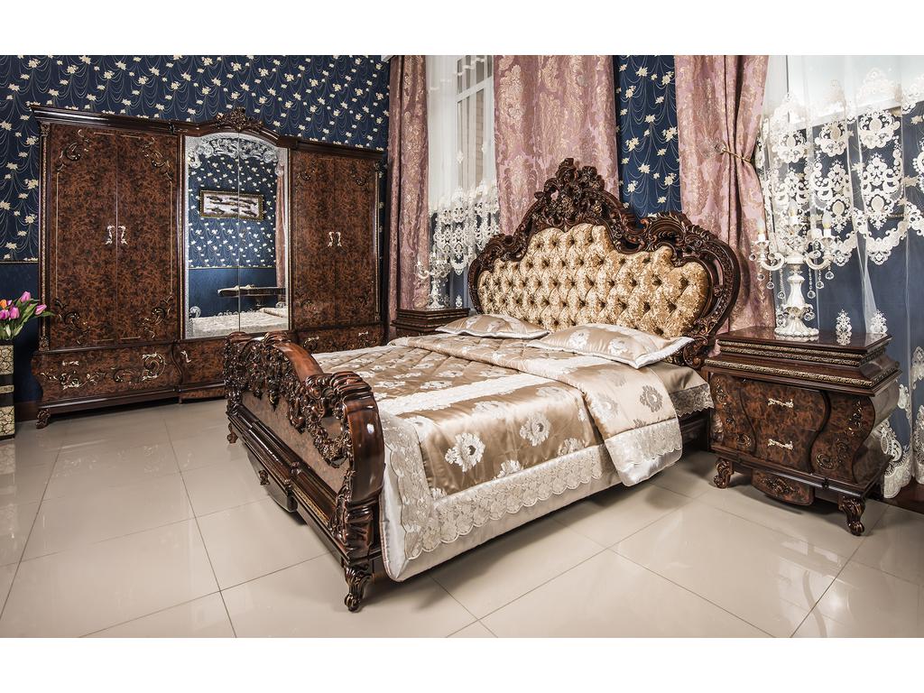 Эд Эль спальня барокко со шкафом (платина, орех) Анжелика