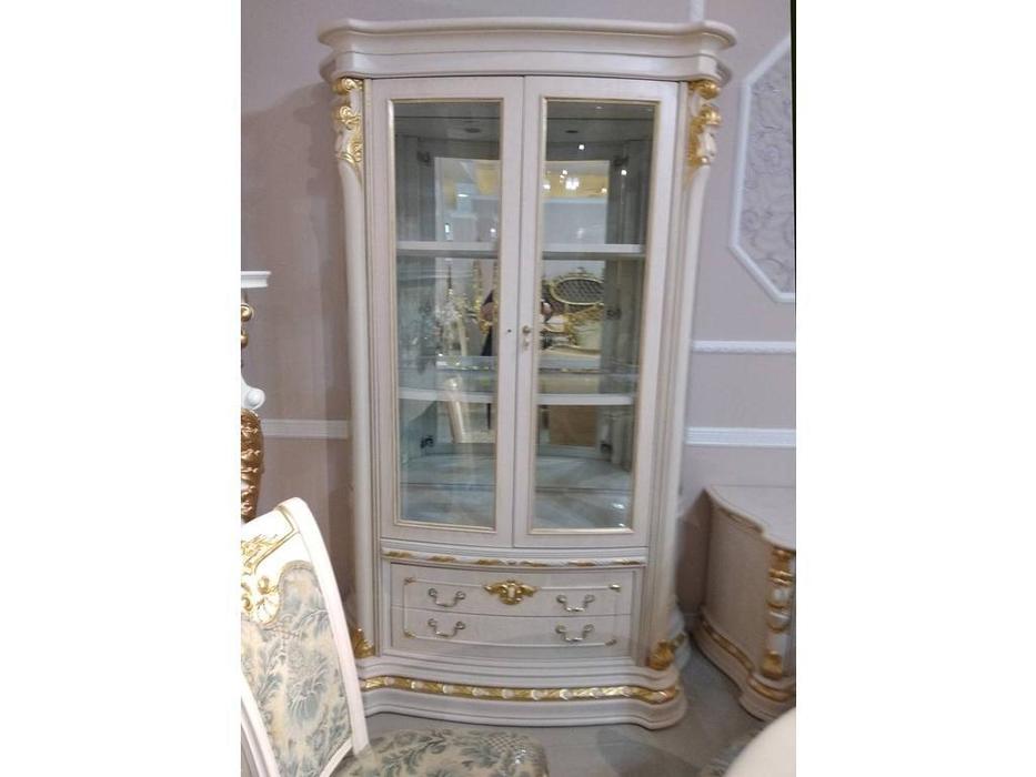 Carpenter витрина 2-х дверная  (белый, золото) Изабелла