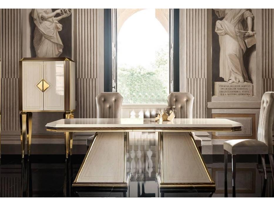 Arredo Classic стол обеденный 200см (слоновая кость, вяз, золото) Diamante