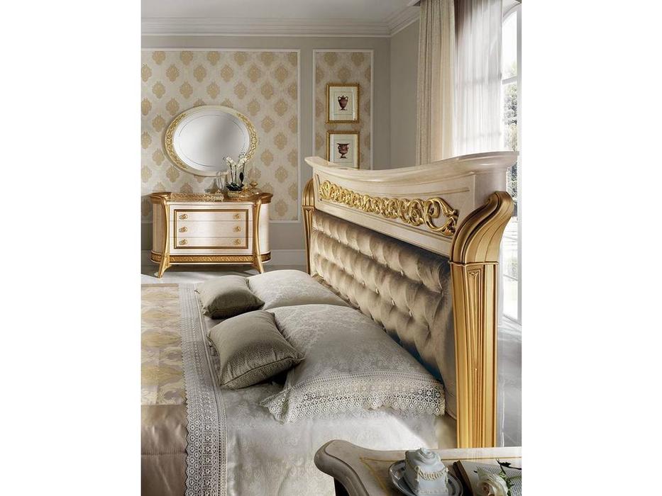 Arredo Classic кровать двуспальная 160х190 с мягкой спинкой (бежевый, золото) Melodia