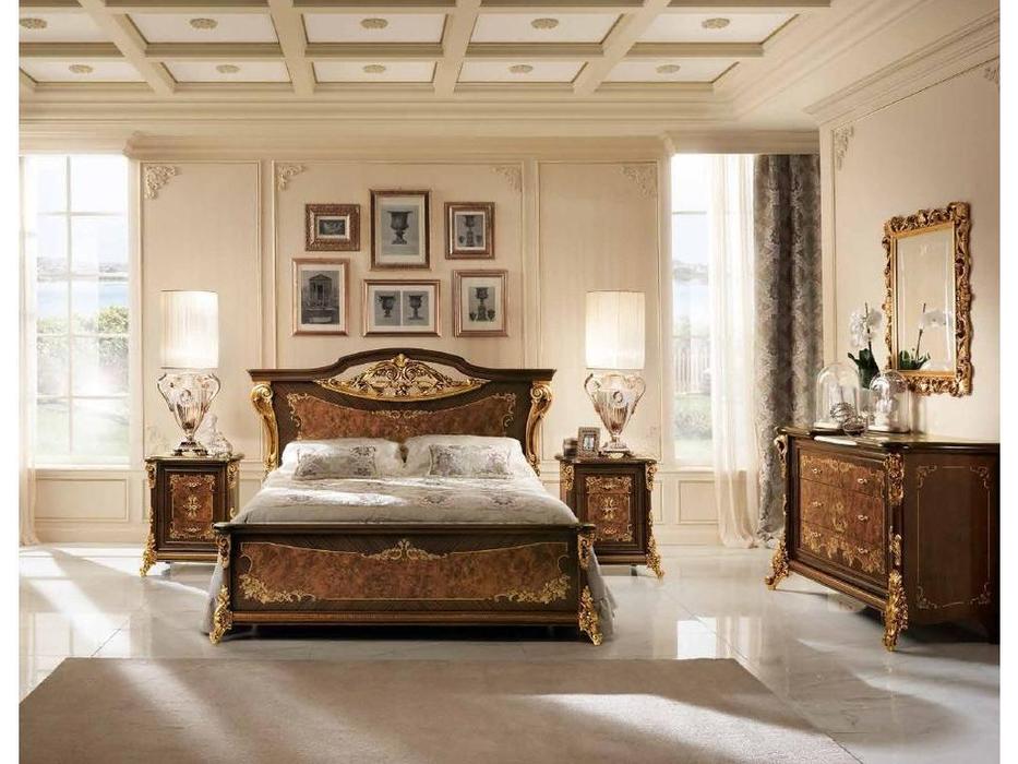 Arredo Classic кровать двуспальная 180/200х200 (орех, золото) Sinfonia