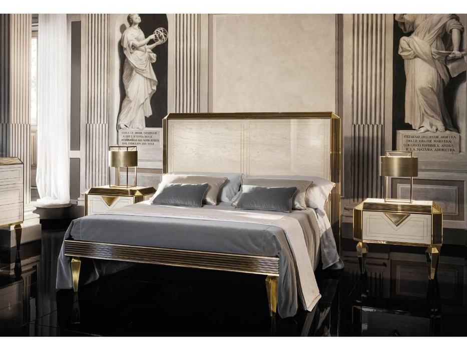 Arredo Classic кровать двуспальная 180х200 (слоновая кость, вяз, золото) Diamante