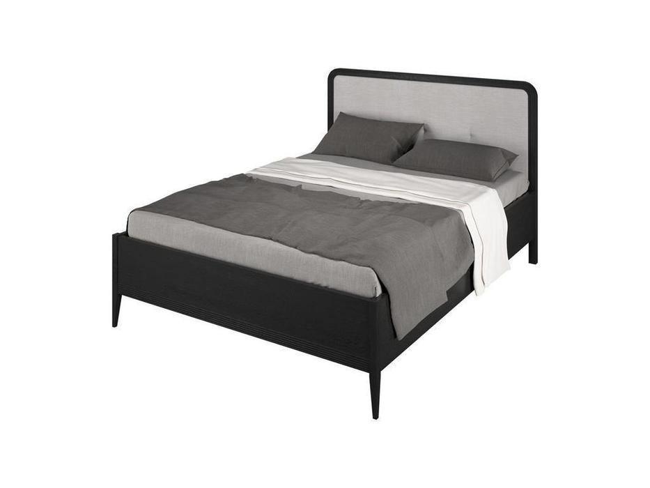 Liberty кровать двуспальная 180х200 с мягким изголовьем (черный) Берген