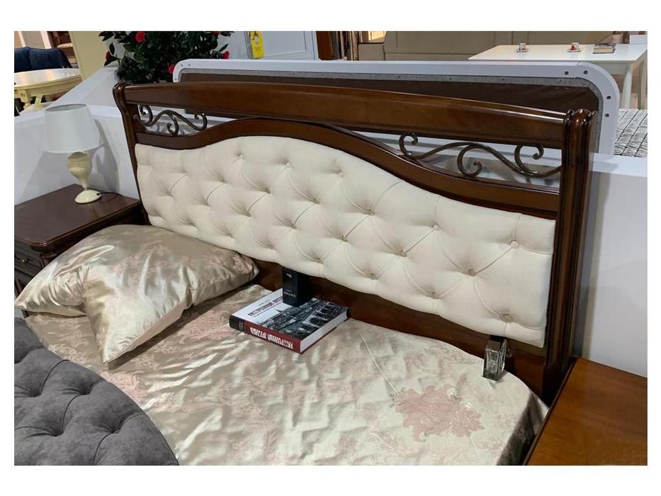 Liberty кровать двуспальная 160х200 с с мягким элементом (орех милано, экокожа) Сильвия