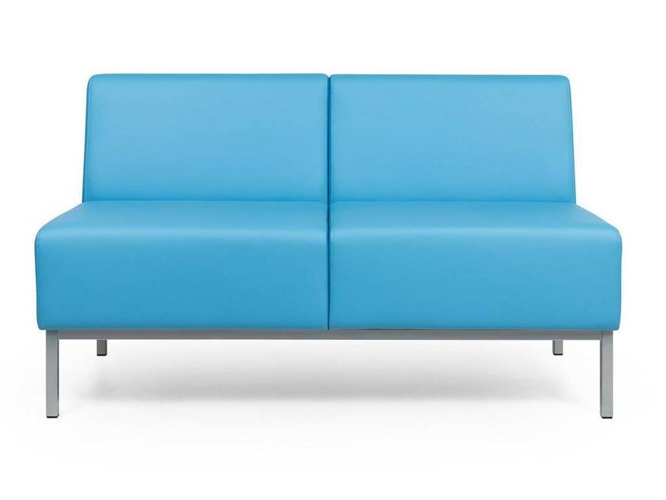 Евроформа диван - прямая 2 местн.секция тк. Экокожа (синий) Компакт