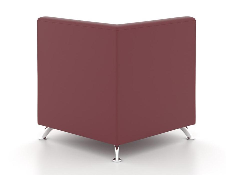 Евроформа кресло - угловая прямоугольная секция тк. Экокожа (красный) Интер Хром