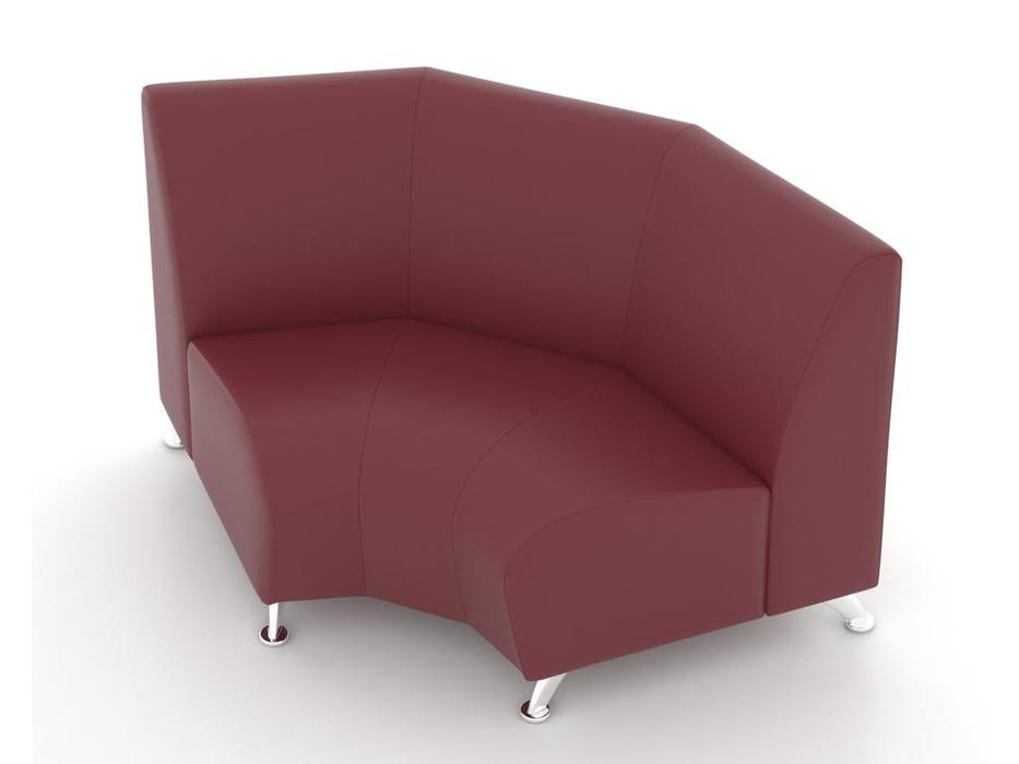 Евроформа кресло - радиусная секция тк. Экокожа (красный) Интер Хром