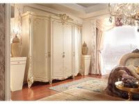 Barnini Oseo шкаф 4-х дверный белый с золотым украшением (слоновая кость) Firenze