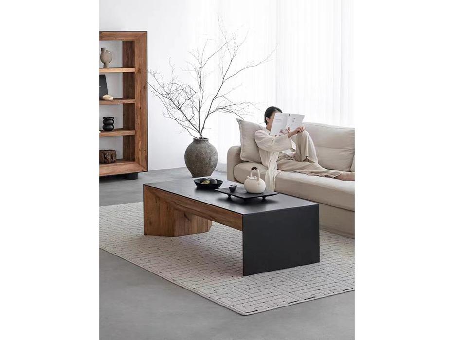 Mobilier de Maison стол кофейный  (чёрный, коричневый) Wooden Vintage Loft