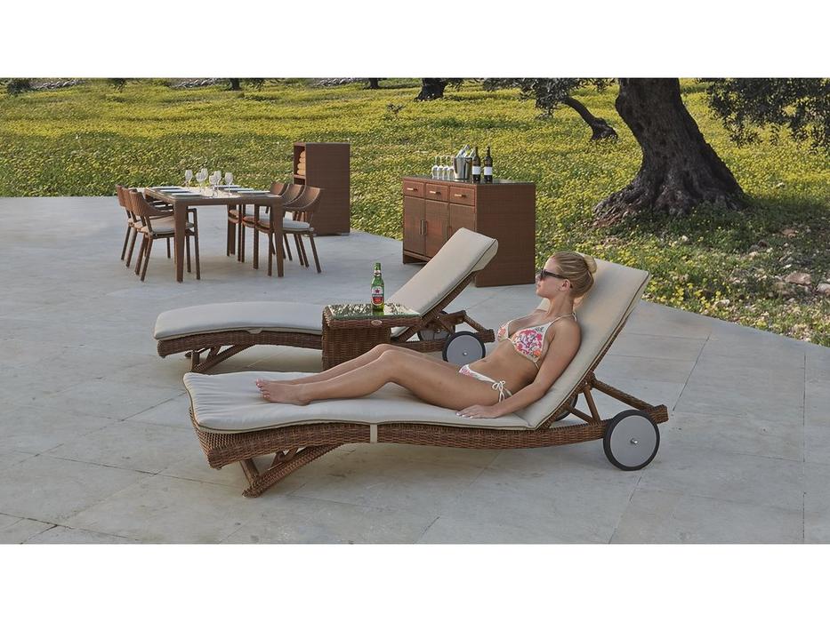 Skylinedesign стол садовый для шезлонга со стеклом (коричневый) Shopie