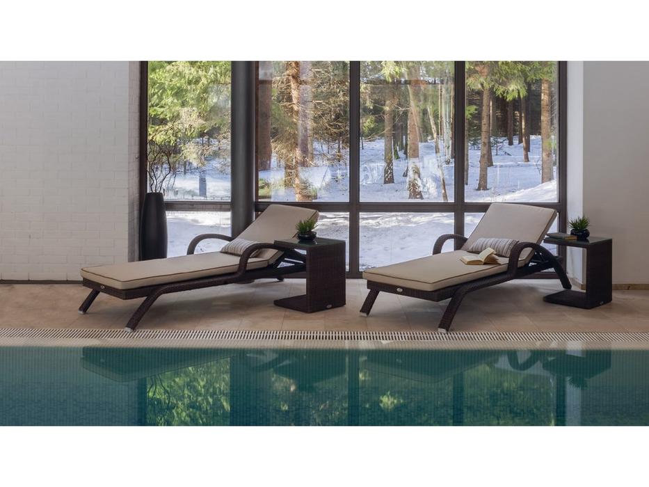 Skylinedesign стол садовый для шезлонга со стеклом (коричневый) Miha