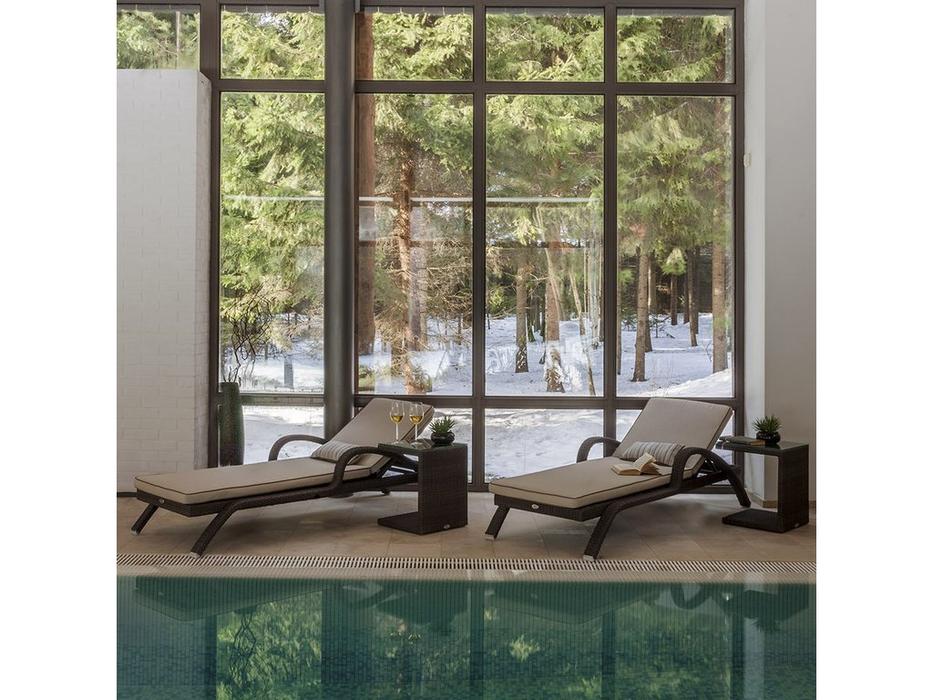 Skylinedesign стол садовый для шезлонга со стеклом (коричневый) Miha