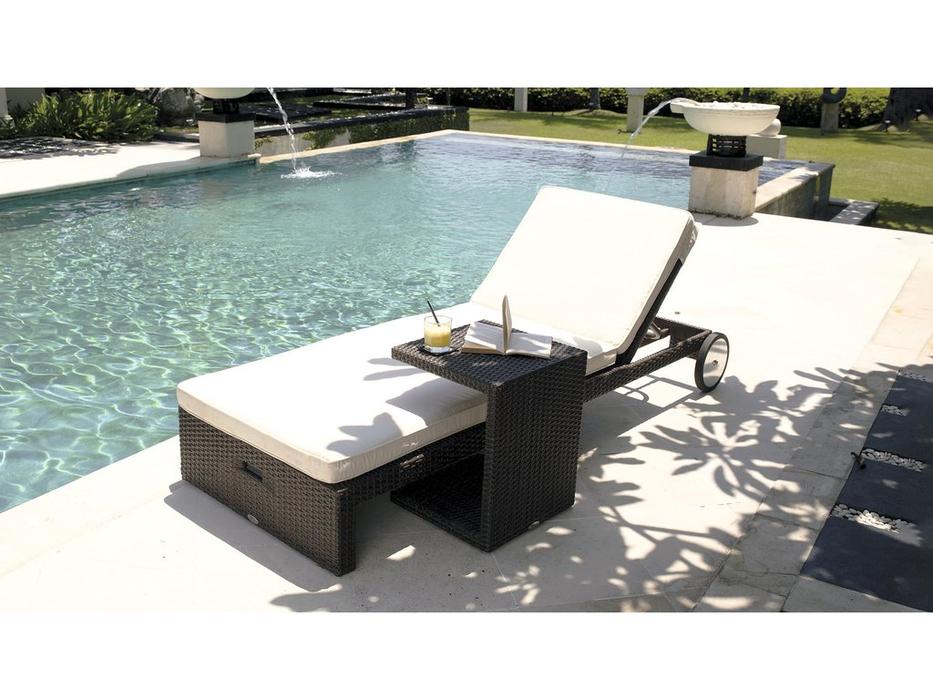 Skylinedesign стол садовый для шезлонга со стеклом (коричневый) Miha