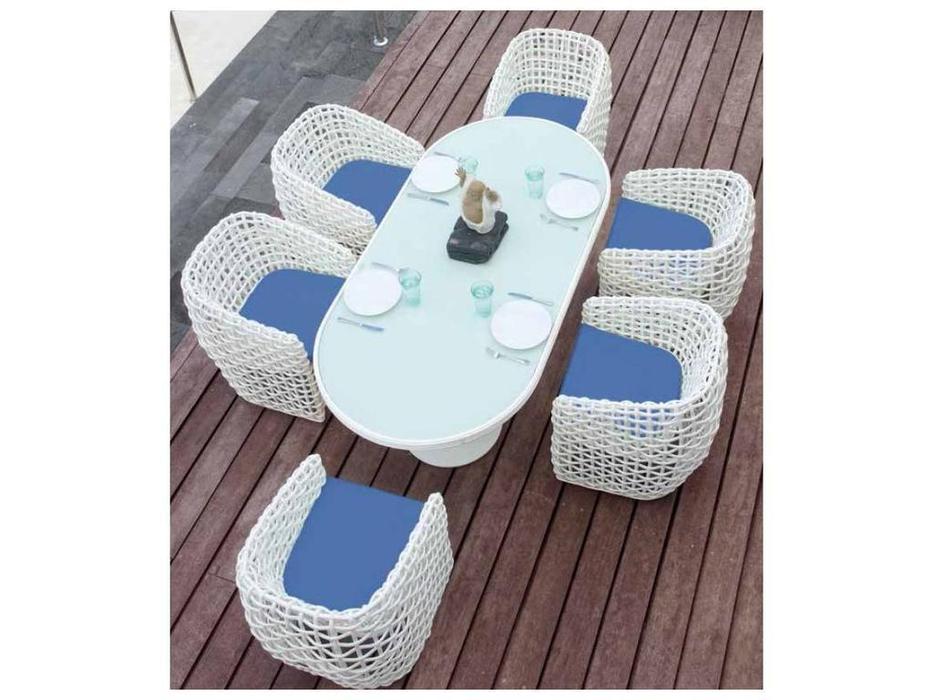 Skylinedesign стол садовый овальный со стеклом (WHITE MUSHROOM) Dynasty