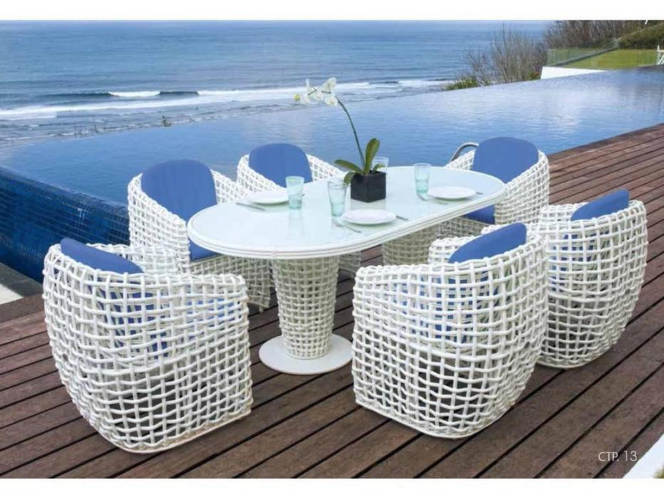 Skylinedesign стол садовый овальный со стеклом (WHITE MUSHROOM) Dynasty