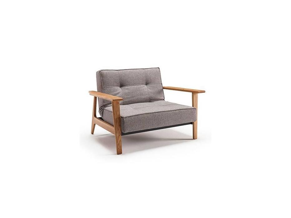 Innovation кресло с деревянными подлокотниками тк.509 (серый) Splitback