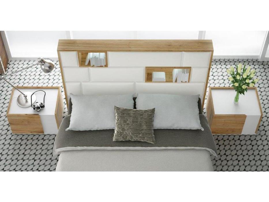 Fenicia Mobiliario спальня современный стиль 160 (белый матовый, натуральный шпон дуба) 611