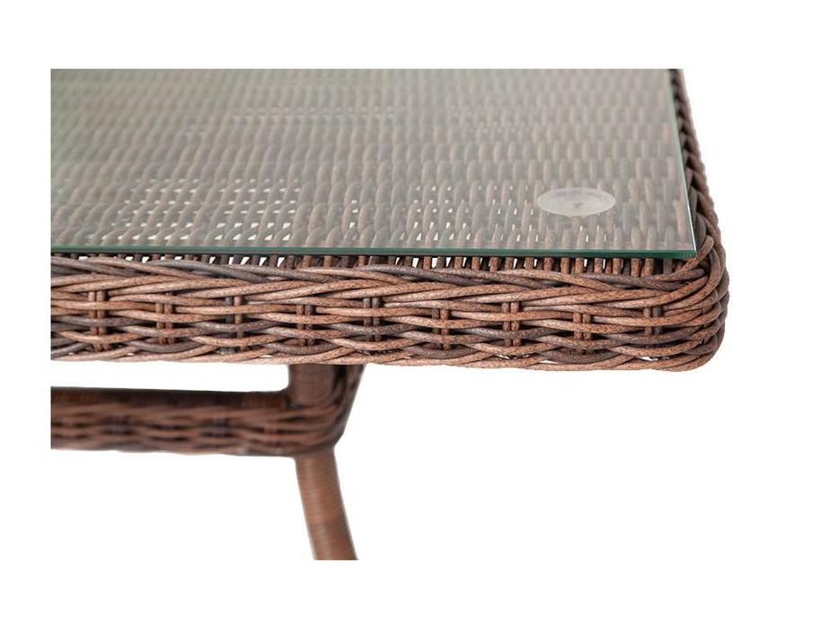 4SIS стол садовый со стеклянной столешницей (коричневый) Айриш