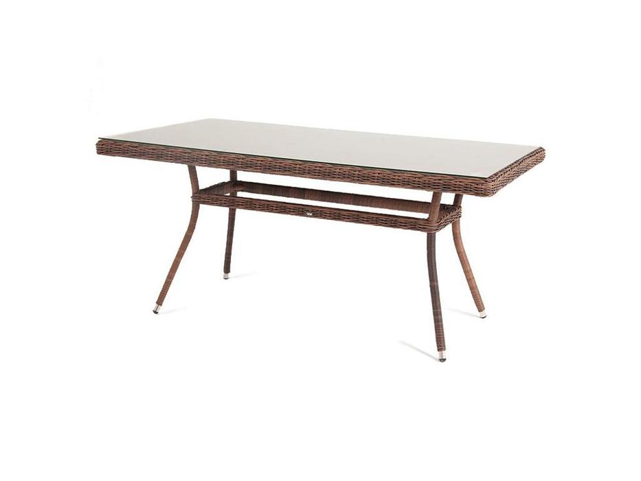 4SIS стол обеденный со стеклянной столешницей (коричневый) Латте