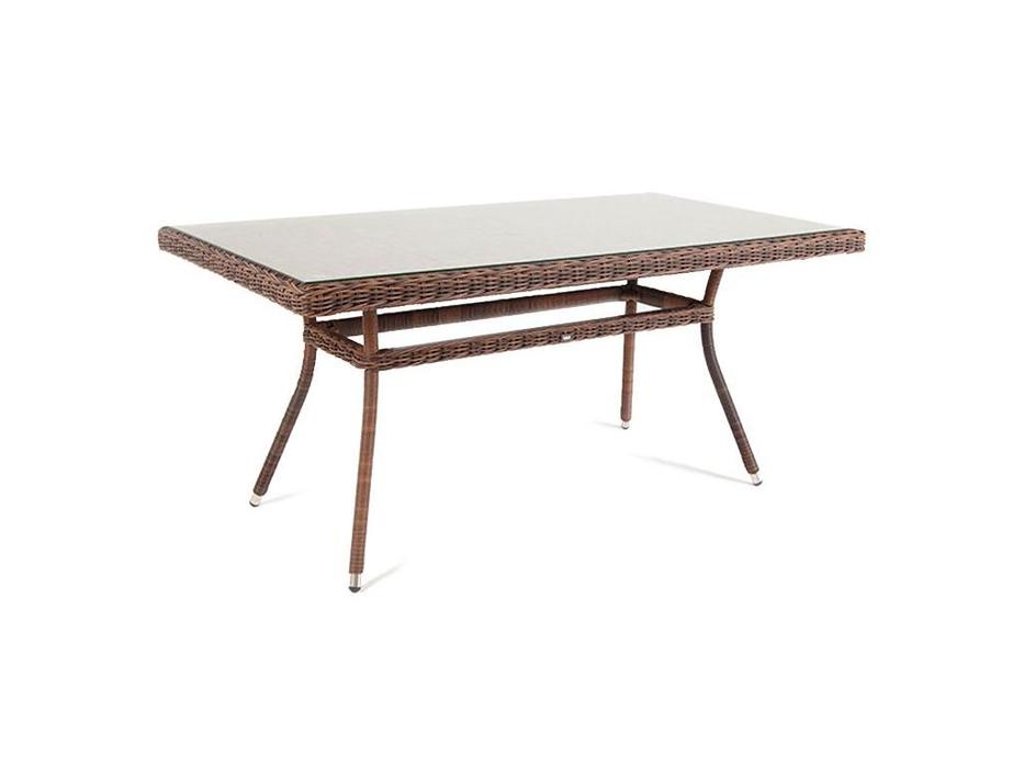 4SIS стол обеденный со стеклянной столешницей (коричневый) Латте