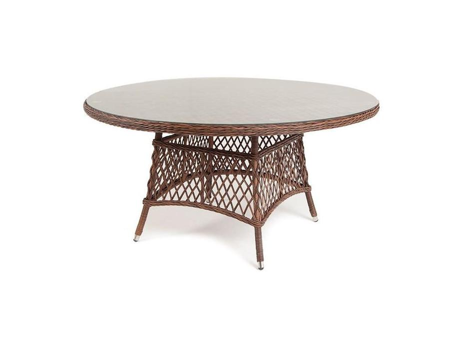 4SIS стол садовый со стеклянной столешницей (коричневый) Эспрессо