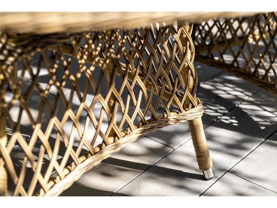 4SIS стол садовый со стеклянной столешницей (соломенный) Эспрессо